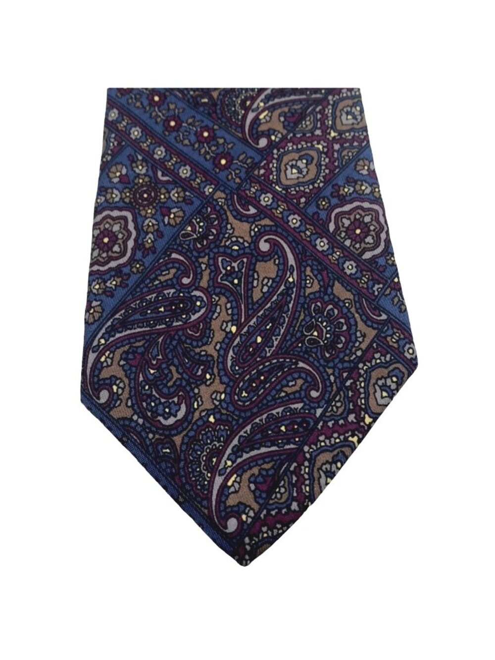 Philippe Perrier Necktie Paris Milan New York Tie Blue Burgundy Gold  58"